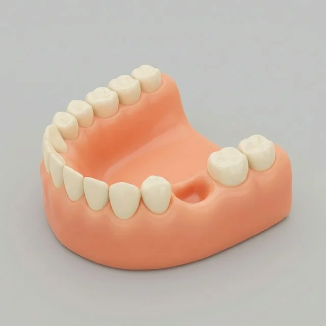 Ilustração de arcada dentária com a falta de um único dente