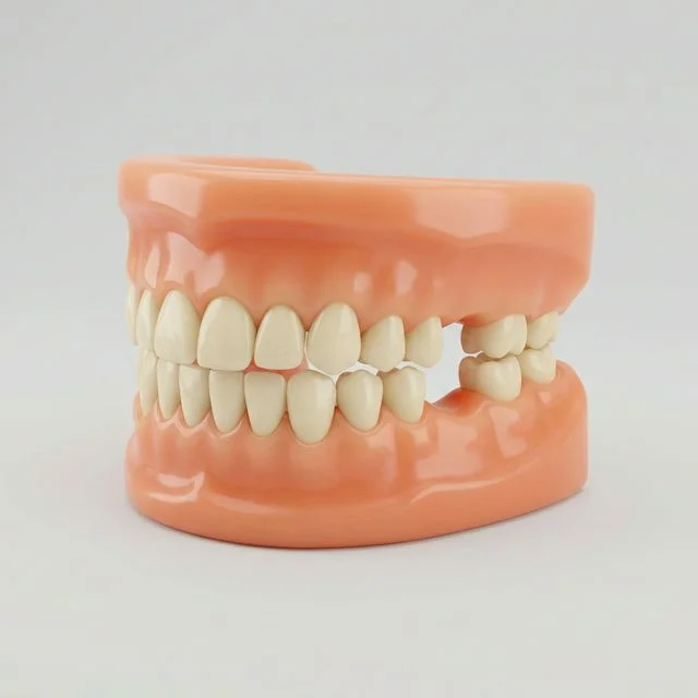 Ilustração de boca com muitos dentes ausentes na arcada
